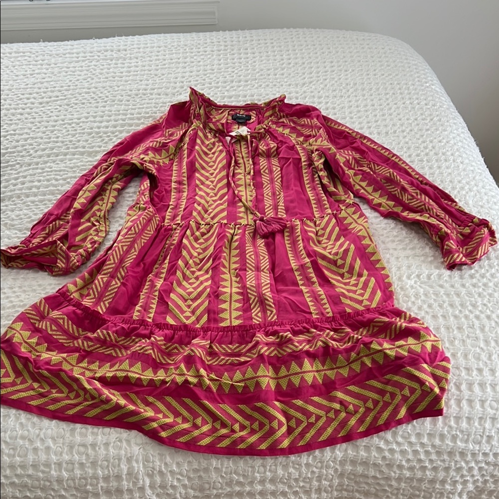 Anthropologie Maeve Fuchsia and lime green dress NWT size M